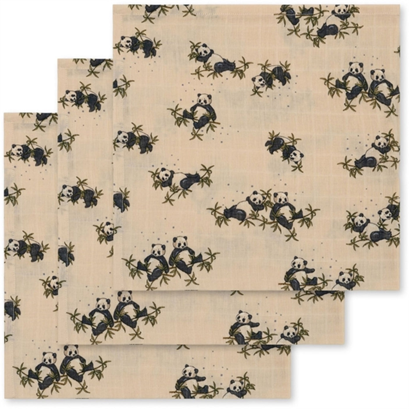 Konges Sløjd Stofbleer GOTS 3-Pak Panda Nuit