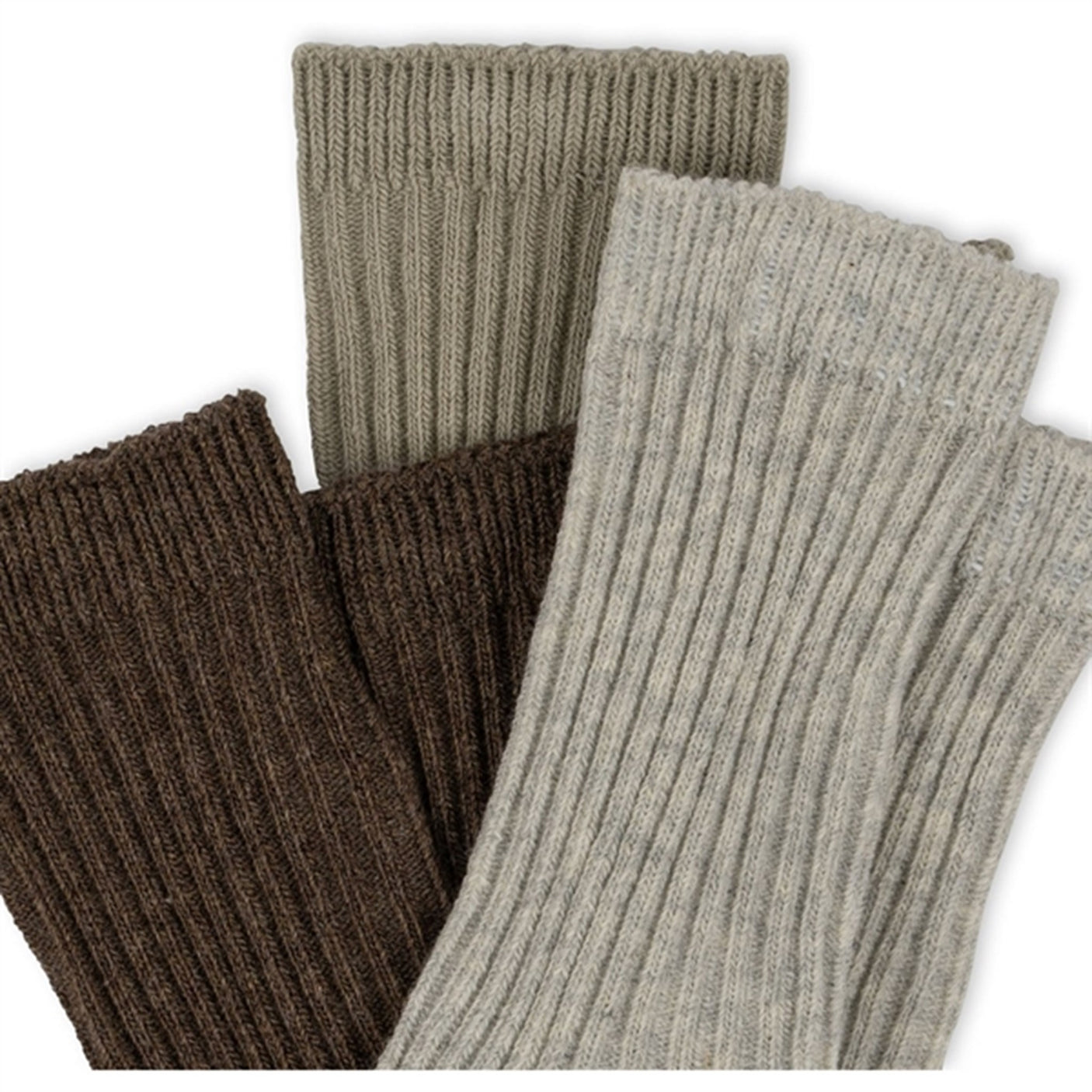 Konges Sløjd Socks 3-Pack Rib Soft Grey/Ment/Brown
