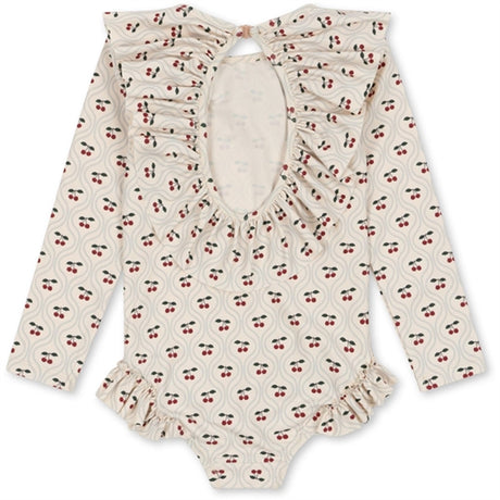 Konges Sløjd Manuca Ls Frill Swimsuit Cherry Motif