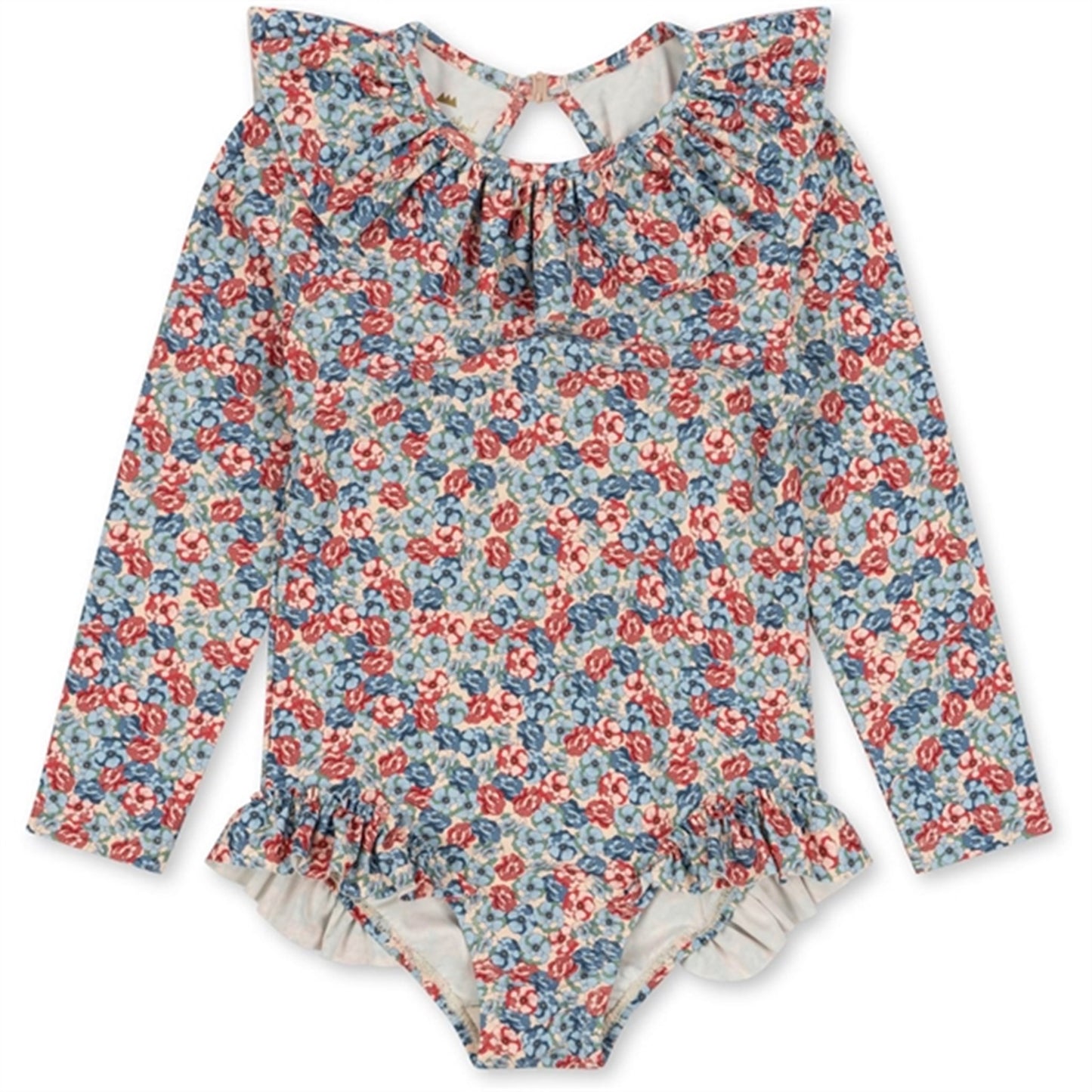 Konges Sløjd Manuca Ls Frill Swim Suit Rosie Blue
