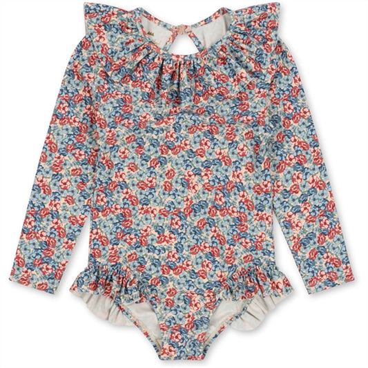 Konges Sløjd Manuca Ls Frill Swim Suit Rosie Blue