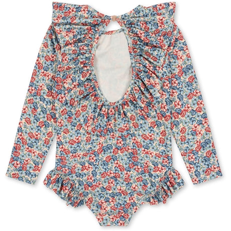 Konges Sløjd Manuca Ls Frill Swim Suit Rosie Blue