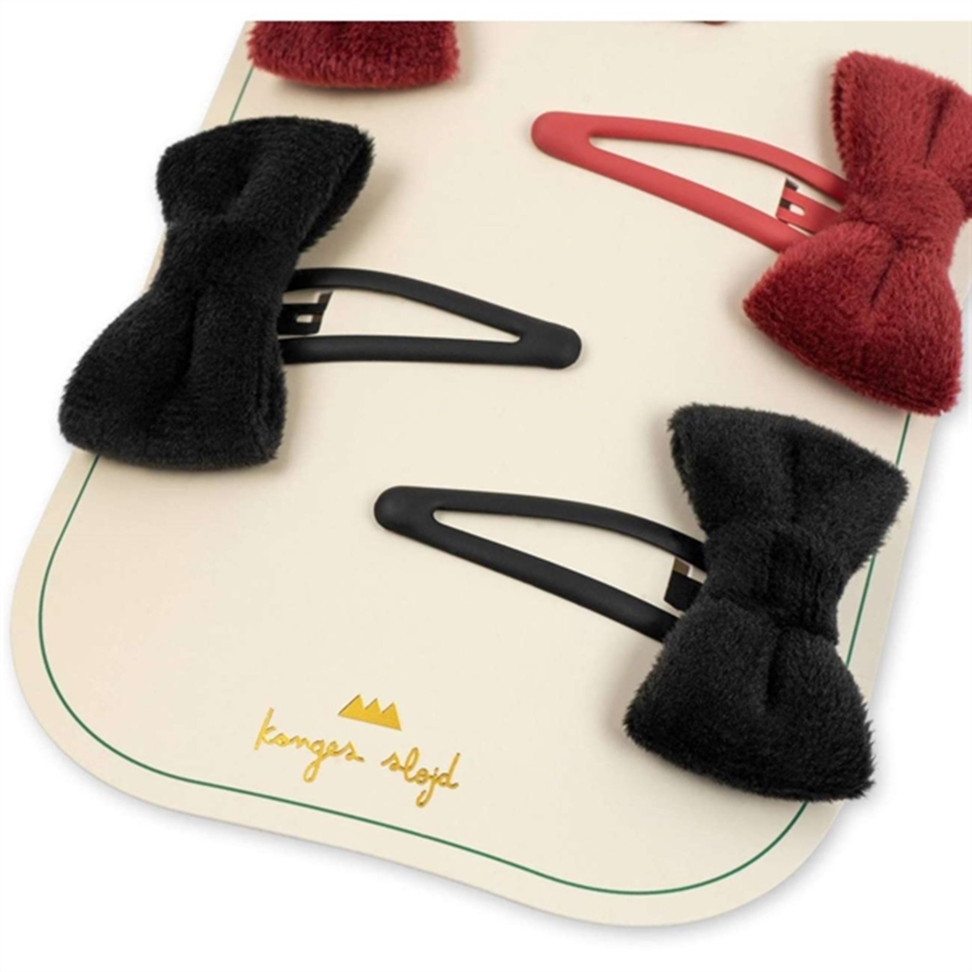 Konges Sløjd Hair Clip Velvet Bowie 4-pack Red/Black