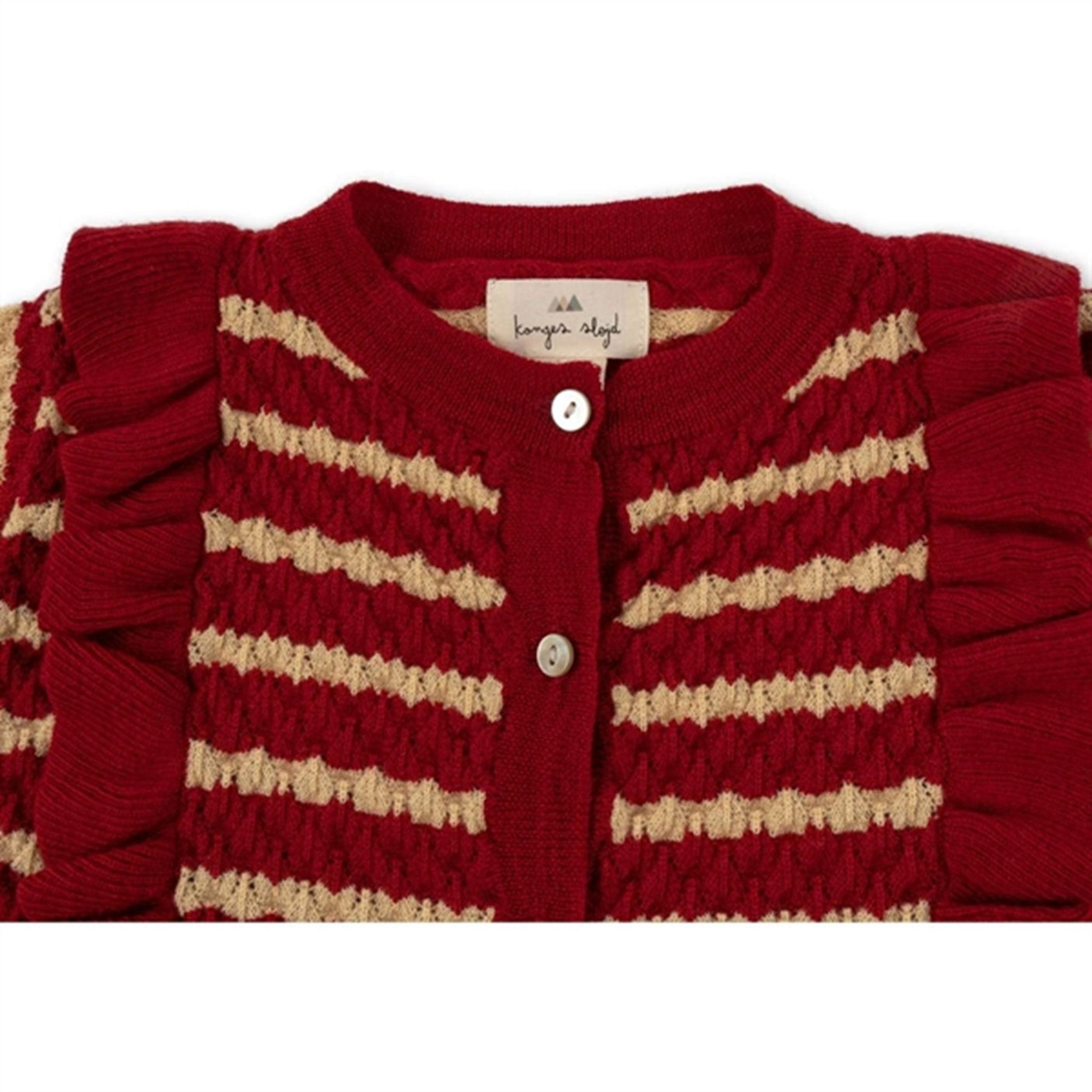 Konges Sløjd Jolly Stripe Cane Knit Frill Wool Cardigan