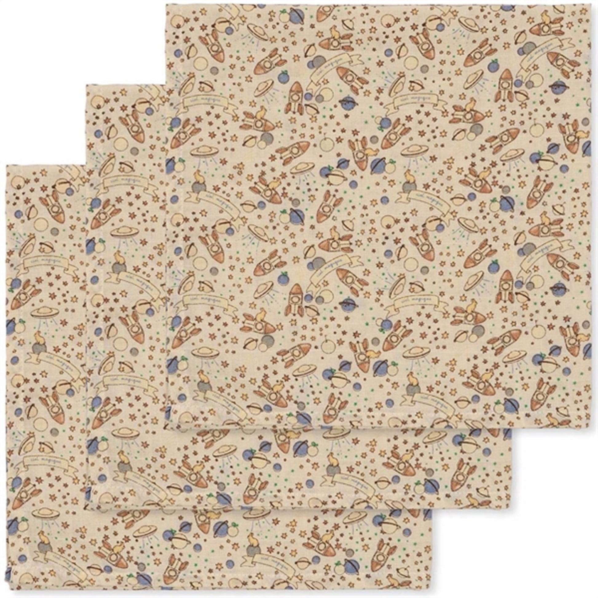 Konges Sløjd Muslin Cloth 3-pack Ciel Magique Bleu