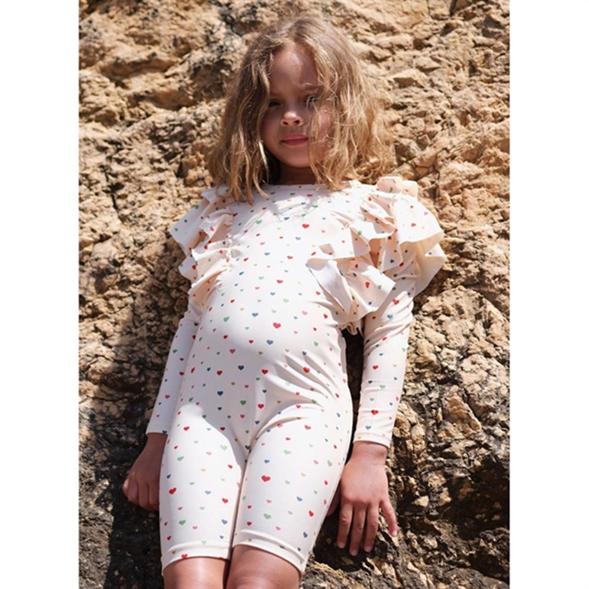 Konges Sløjd Multi Hearts Manuca Frill UV Swim Onesie