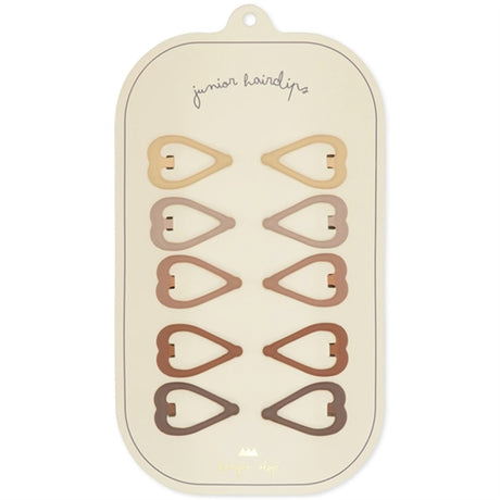 Konges Sløjd Hair Clips Mini Heart 10-pack Rosie Shade