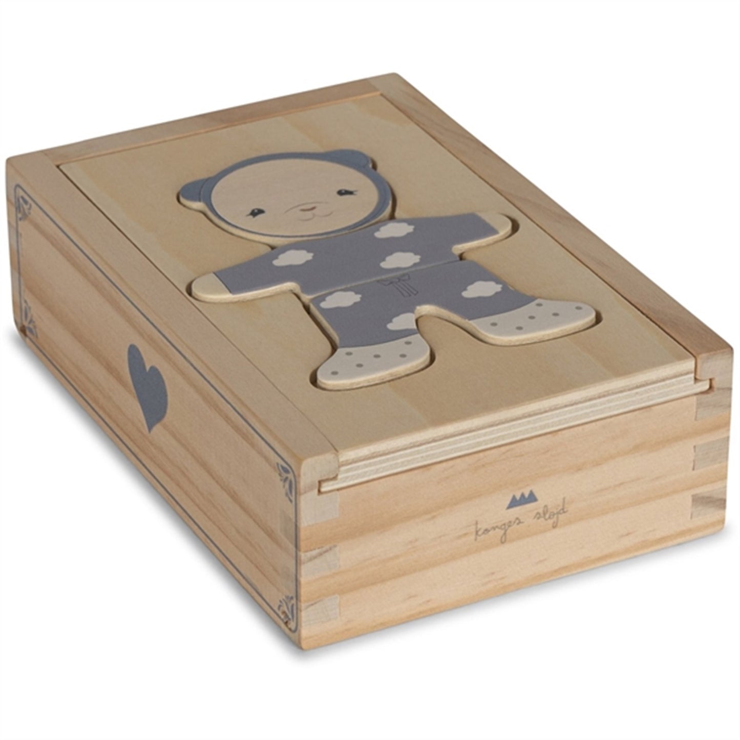 Konges Sløjd Wooden Teddy Dress-Up Puzzle Blue