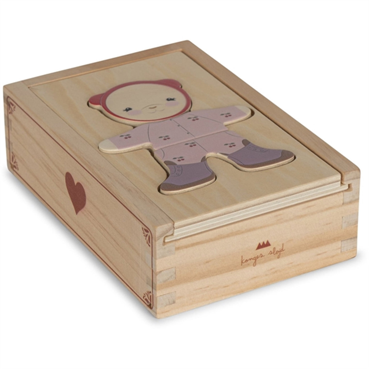 Konges Sløjd Wooden Teddy Dress-Up Puzzle Red