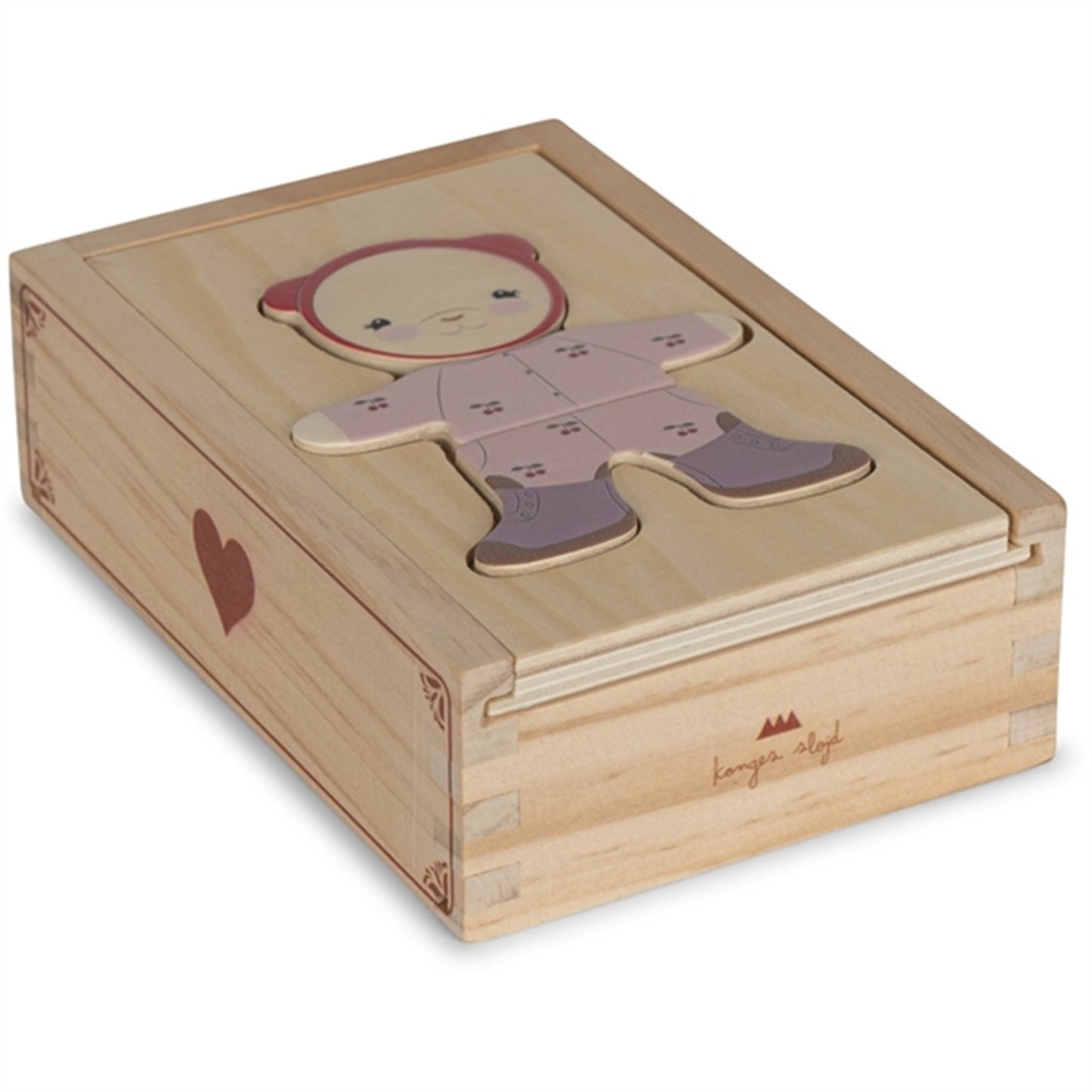 Konges Sløjd Wooden Teddy Dress-Up Puzzle Red