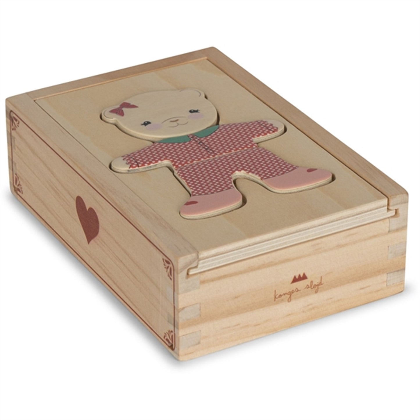 Konges Sløjd Wooden Teddy Dress-Up Puzzle Red