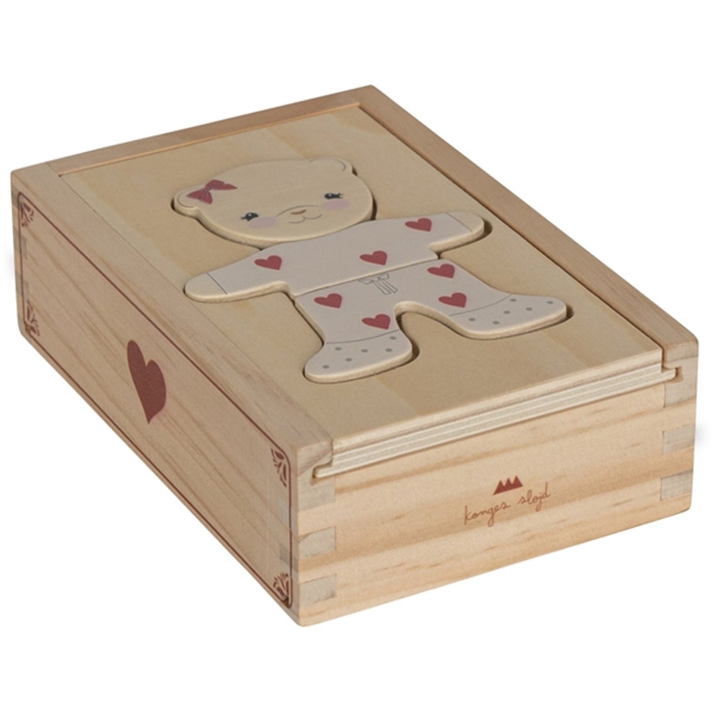 Konges Sløjd Wooden Teddy Dress-Up Puzzle Red