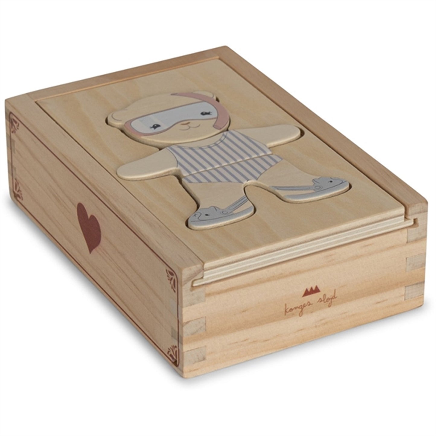 Konges Sløjd Wooden Teddy Dress-Up Puzzle Red