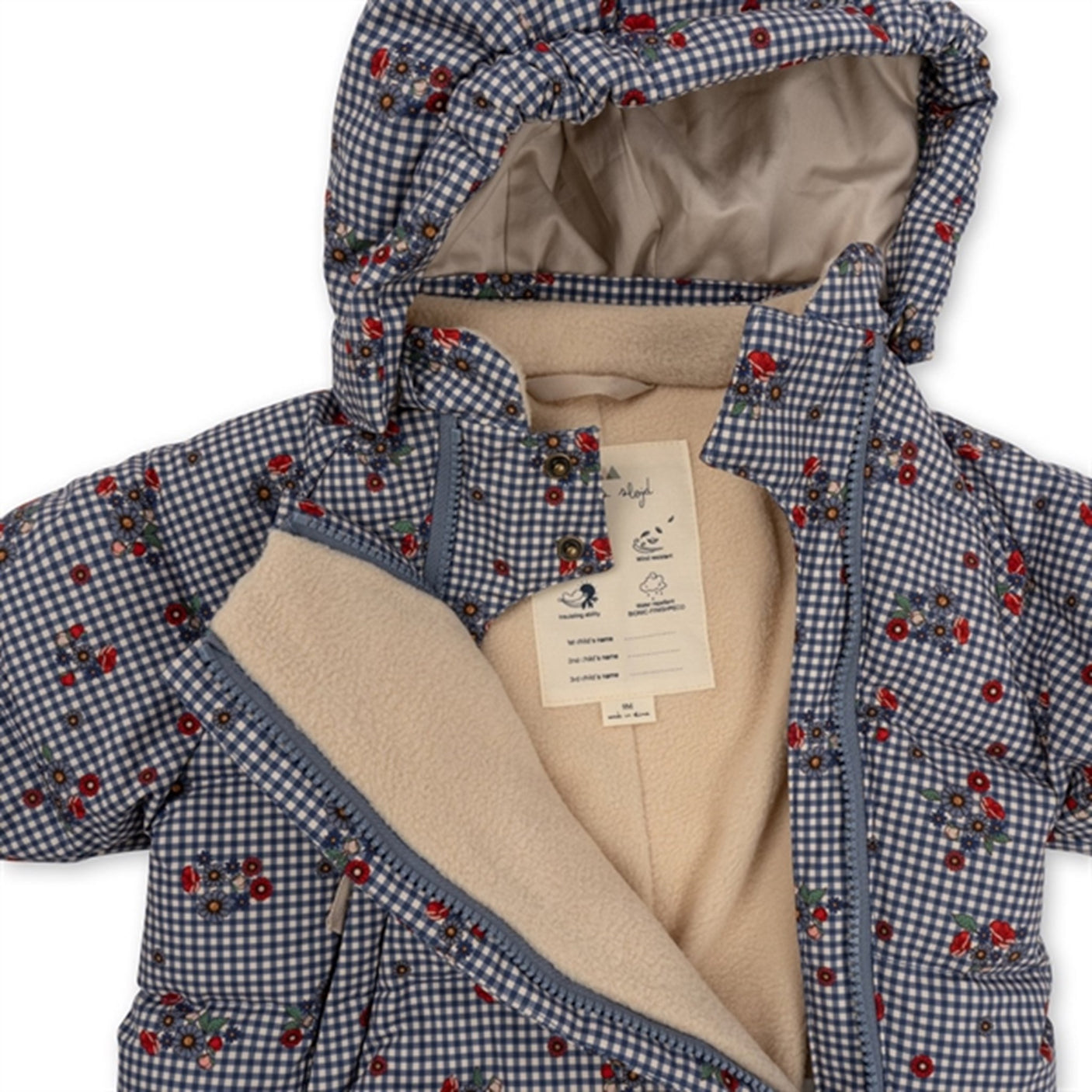 Konges Sløjd Blossom Check Baby Down Onesie