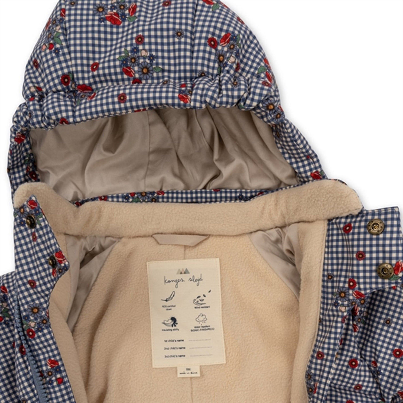 Konges Sløjd Blossom Check Baby Down Onesie