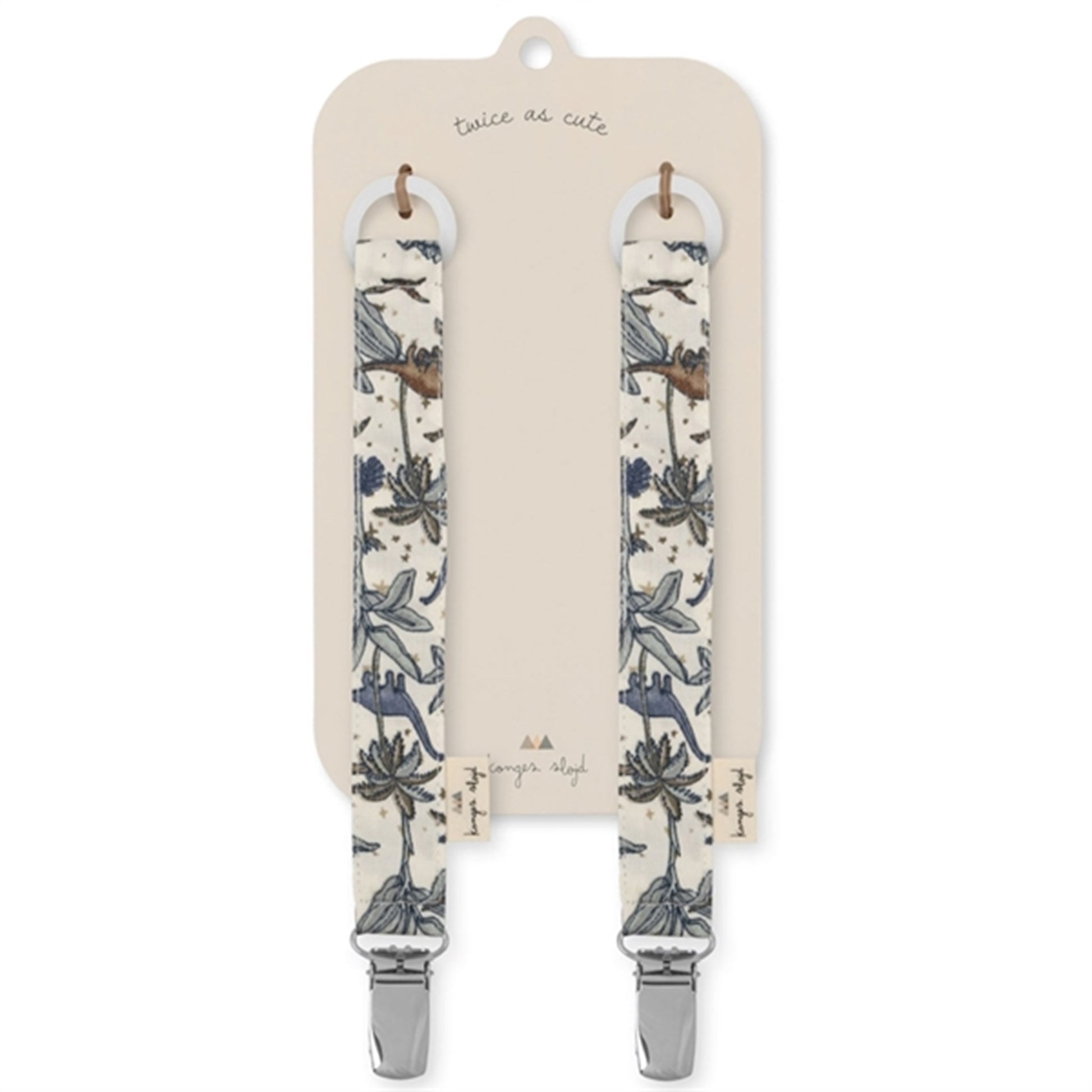 Konges Sløjd Pacifier Strap 2-pack Dino Blue
