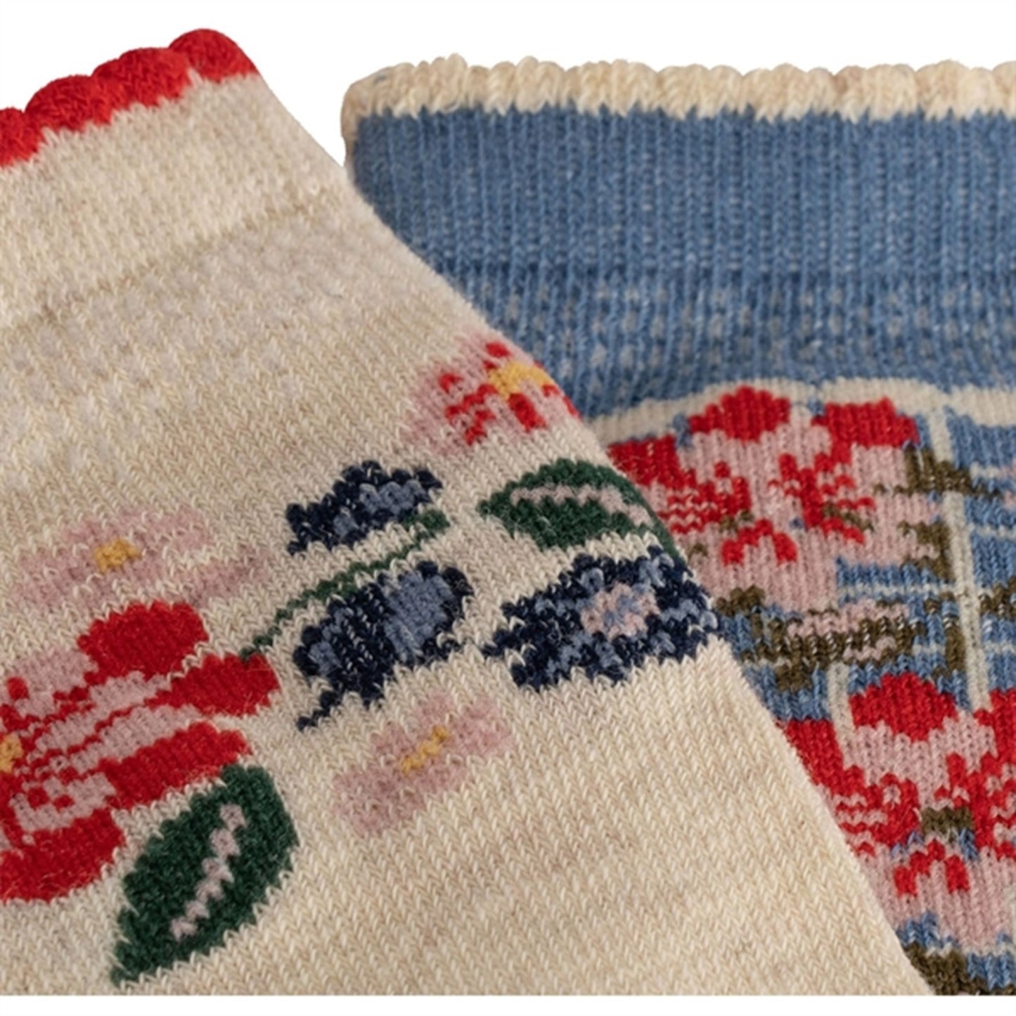 Konges Sløjd Blue/Almond 2-Pack Flower Jacquard Socks