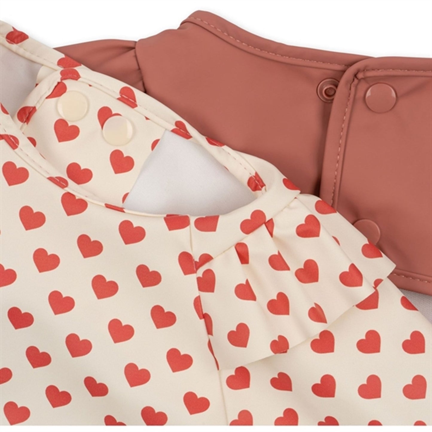 Konges Sløjd Coeur Rouge 2-Pack Bib with Frills and Sleeves