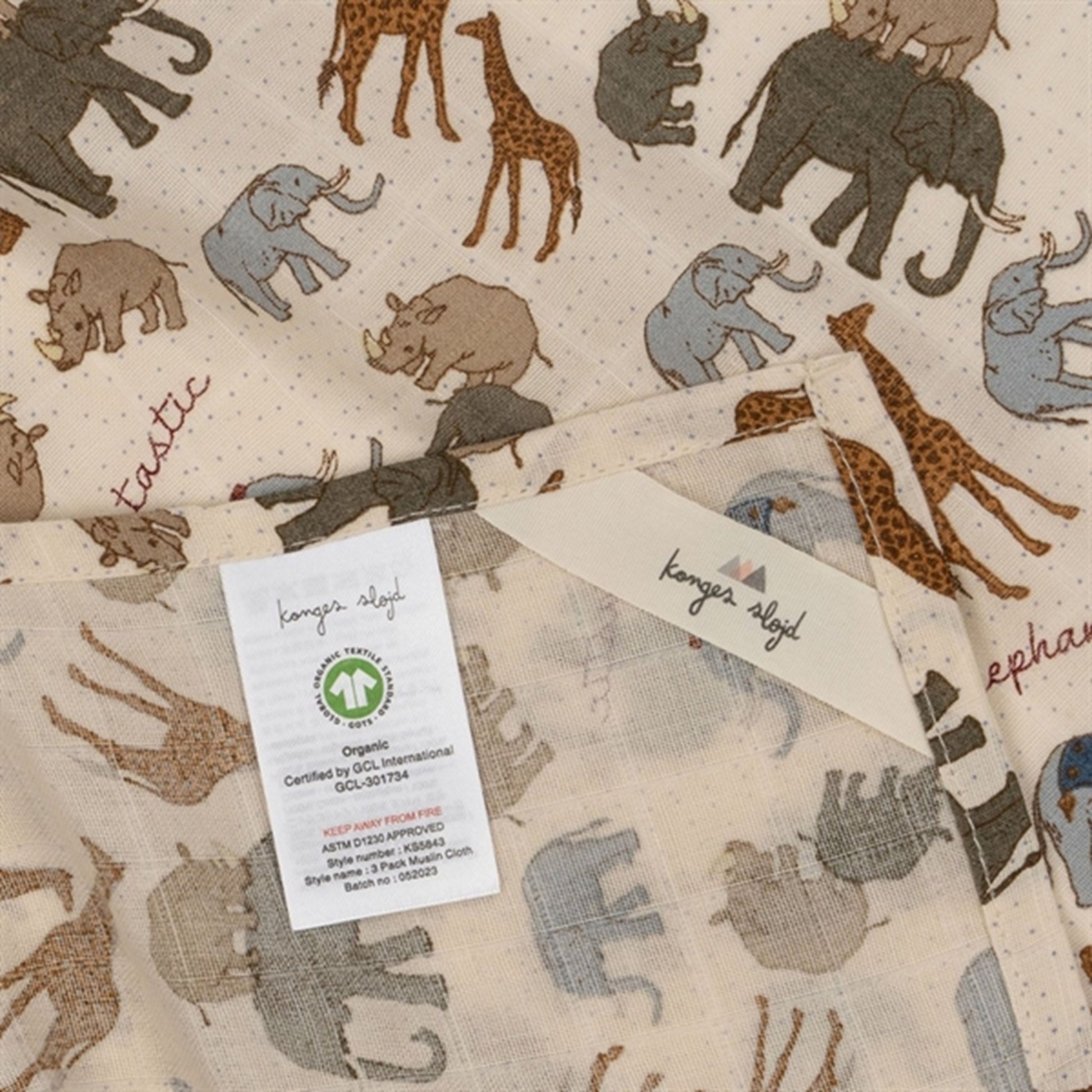 Konges Sløjd Elephantastic 3-Pack Muslin Cloth