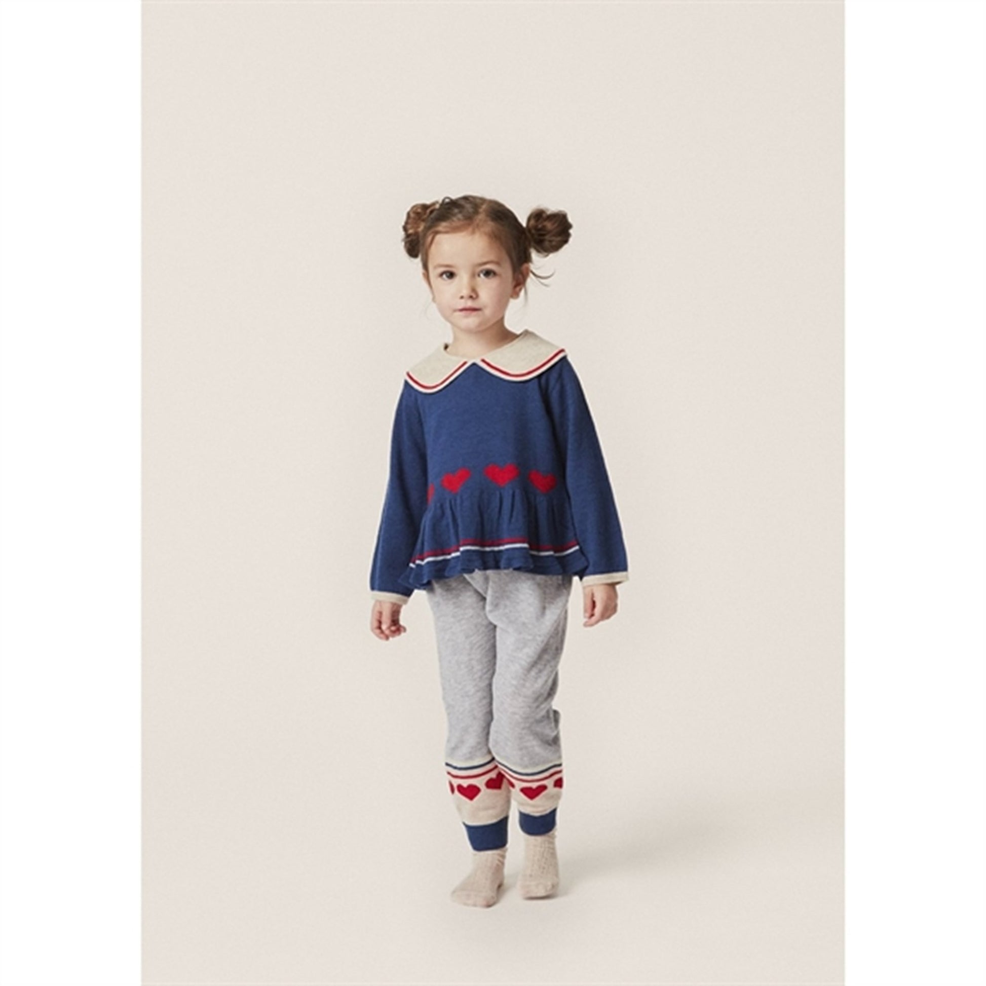 Konges Sløjd Navy Peony Maxime Knit Collar Blouse