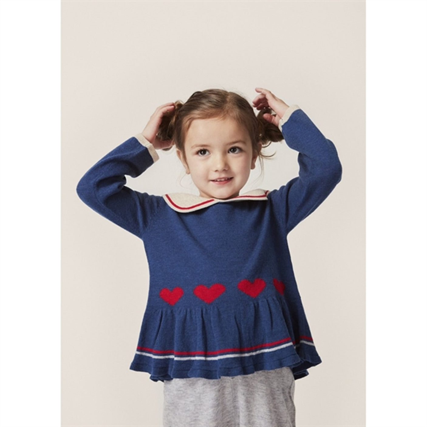 Konges Sløjd Navy Peony Maxime Knit Collar Blouse