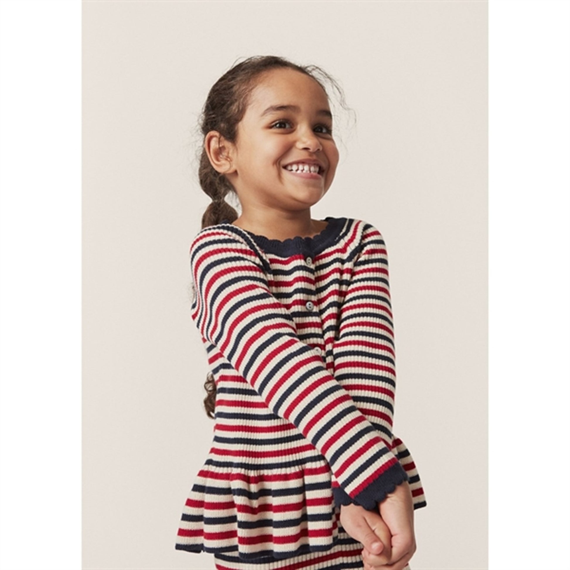 Konges Sløjd Navy Stripe Meo Scallop Knit Cardigan