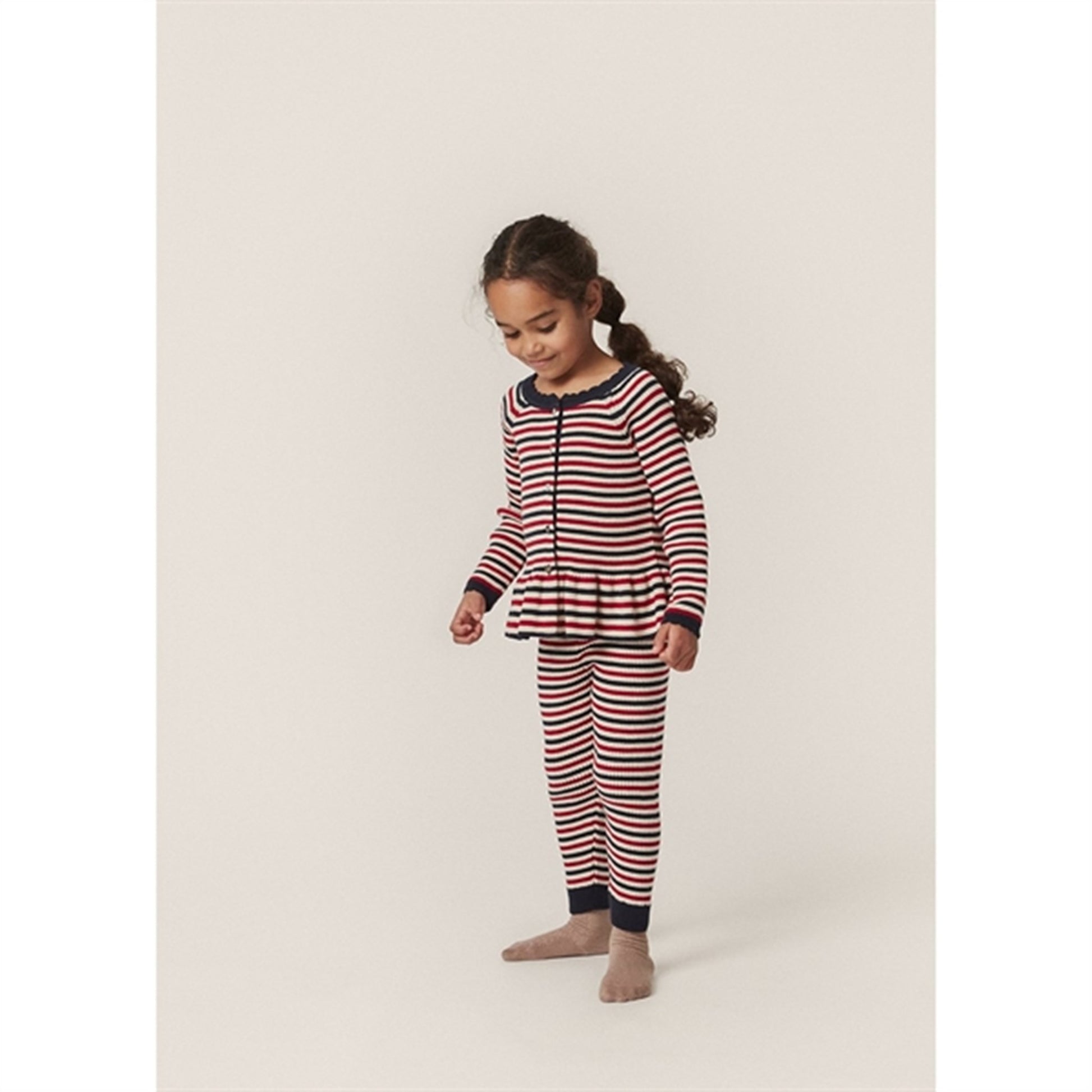 Konges Sløjd Navy Stripe Meo Scallop Knit Cardigan