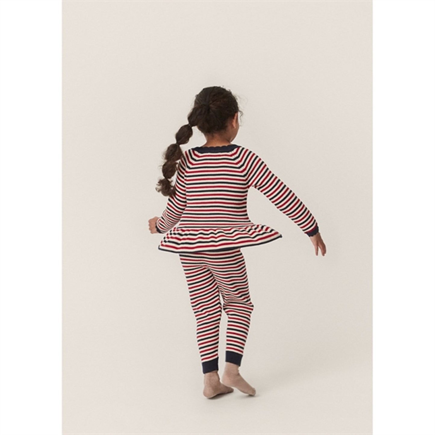 Konges Sløjd Navy Stripe Meo Scallop Knit Cardigan