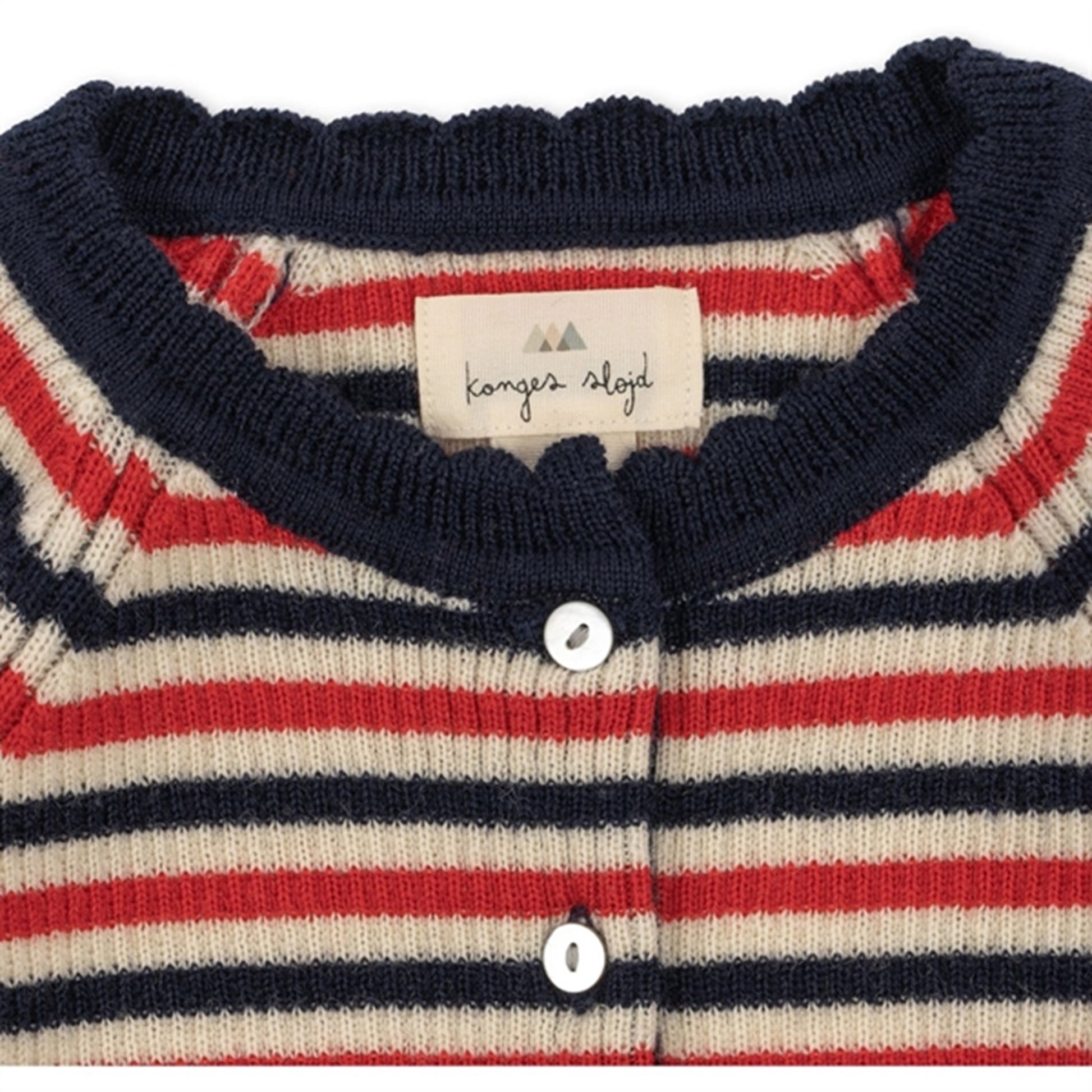 Konges Sløjd Navy Stripe Meo Scallop Knit Cardigan