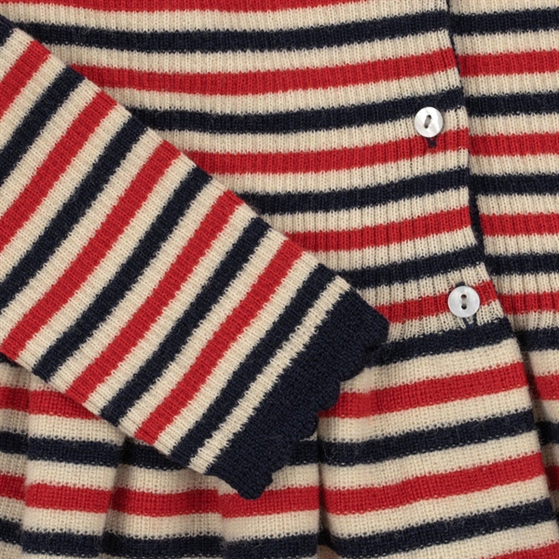 Konges Sløjd Navy Stripe Meo Scallop Knit Cardigan