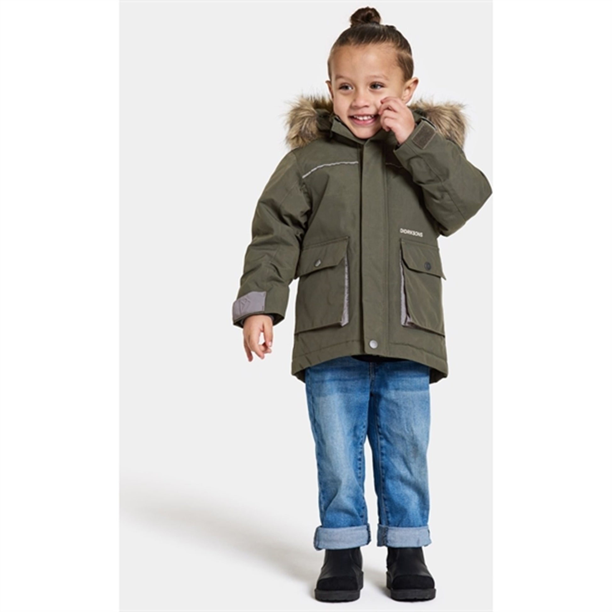 Didriksons Deep Green Kure Kids Parka Jacket