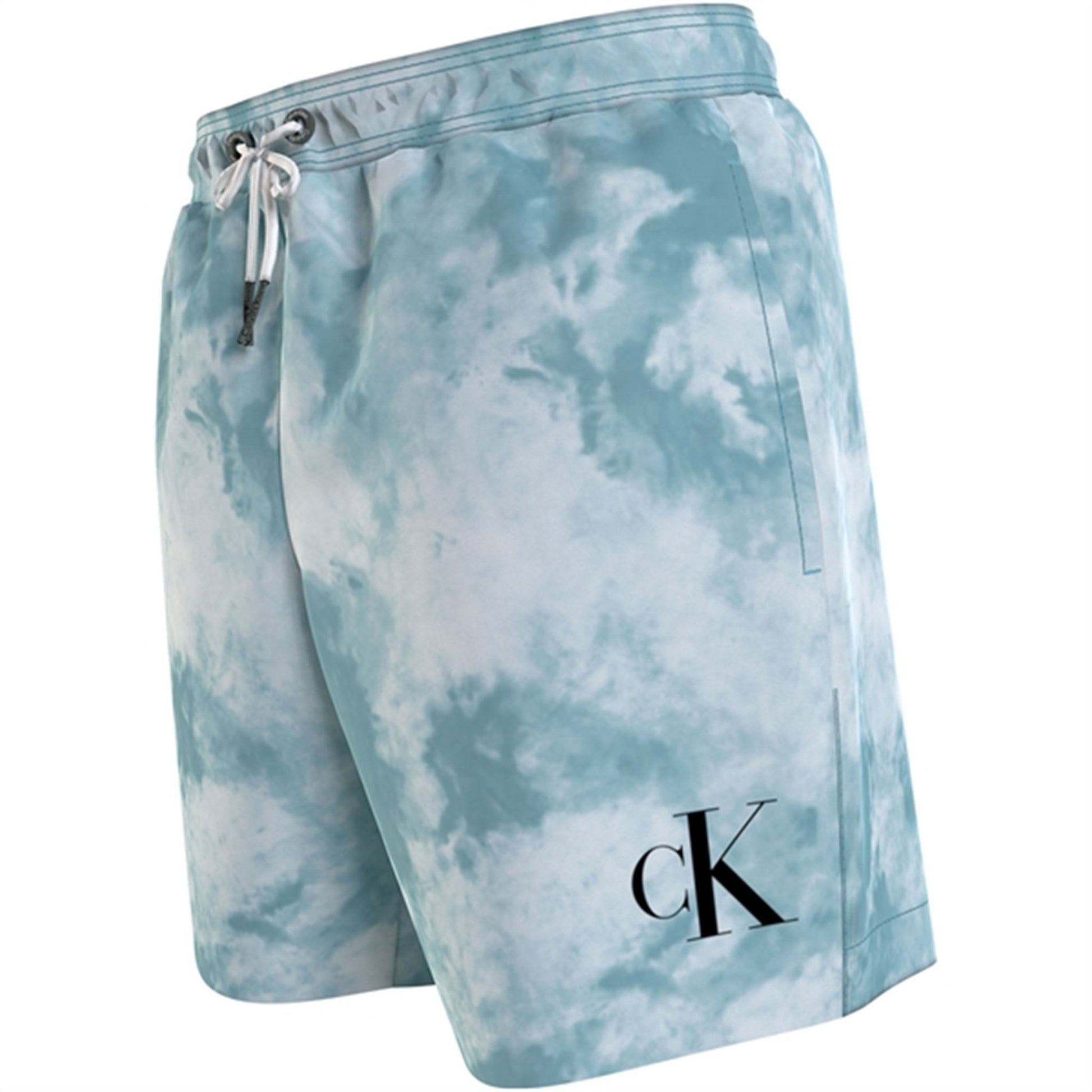 Calvin Klein Medium Drawstring Swim Trunks Ck Tie Dye Blue Aop