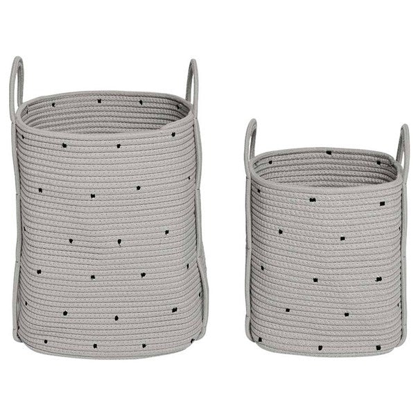 OYOY Dot Cotton Rope Basket 2-pack Clay