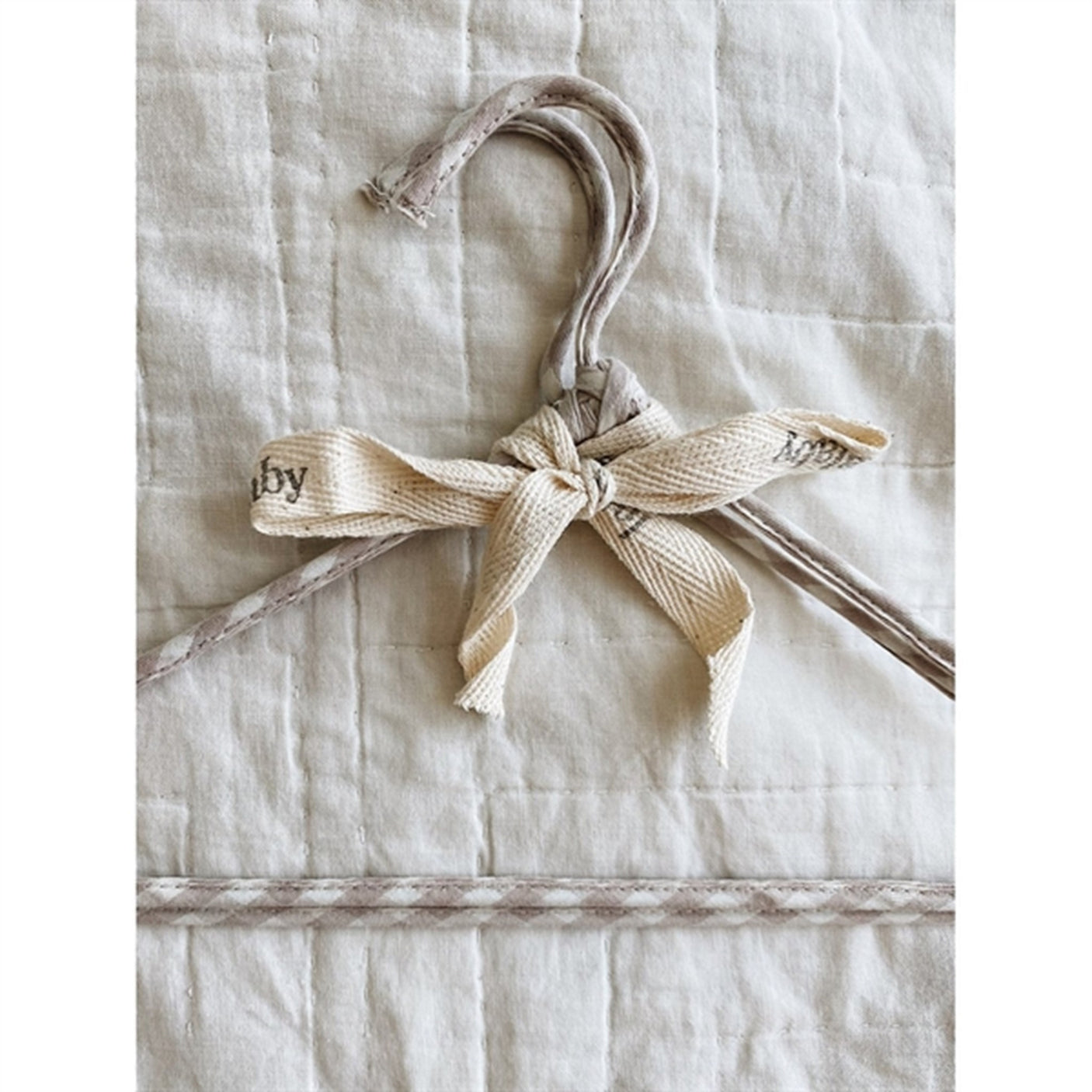 lalaby Beige Gingham Hangers 2-Pack