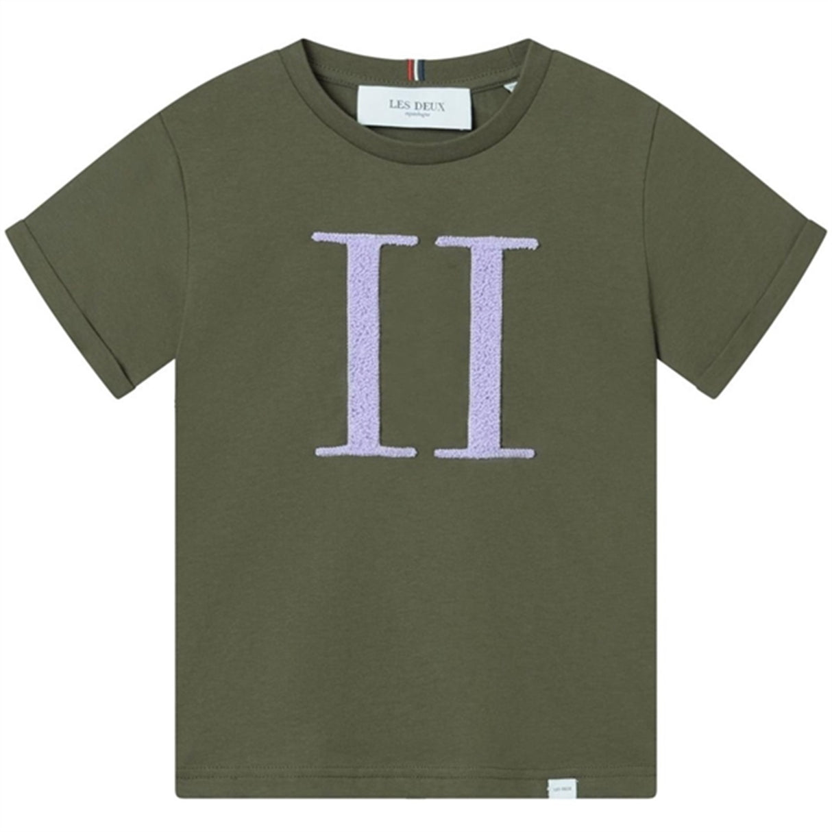 Les Deux Kids Olive Night/Light Orchid Encore Bouclé T-Shirt