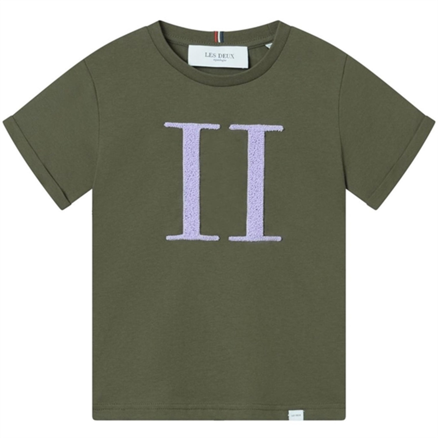Les Deux Kids Olive Night/Light Orchid Encore Bouclé T-Shirt