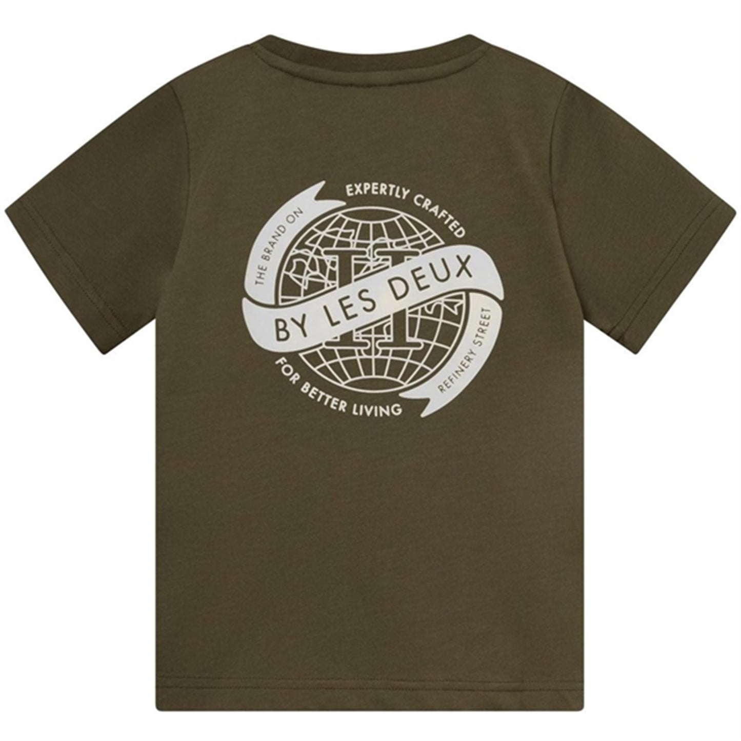 Les Deux Kids Olive Night/Ivory Globe T-Shirt