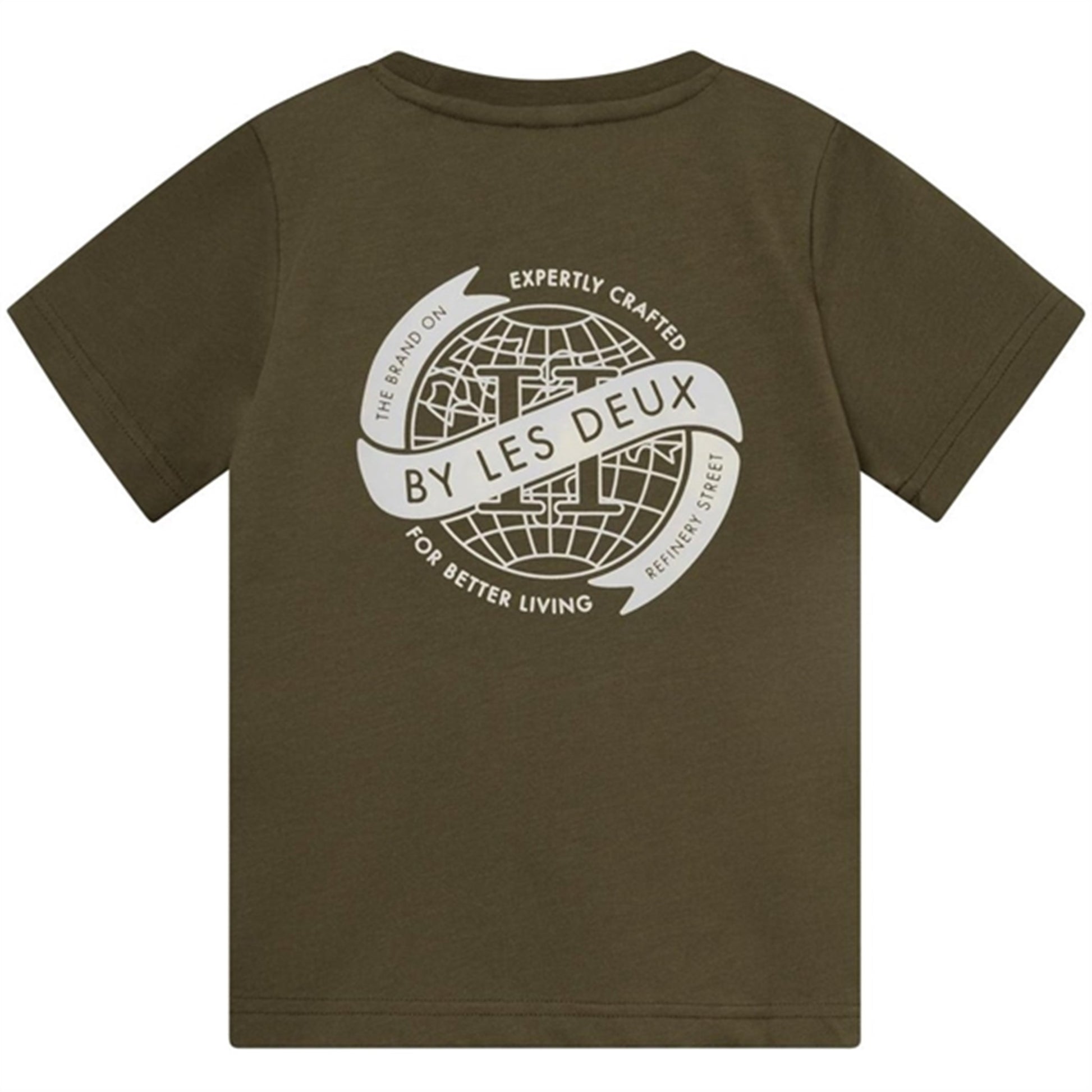 Les Deux Kids Olive Night/Ivory Globe T-Shirt