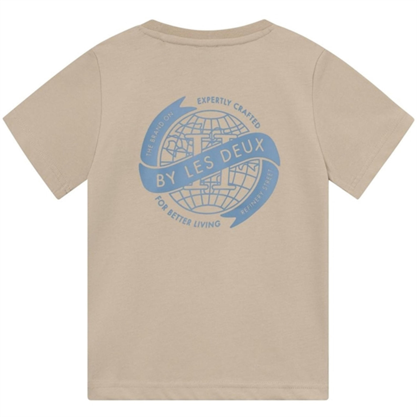 Les Deux Kids Light Desert Sand/Washed Denim Blue Globe T-Shirt