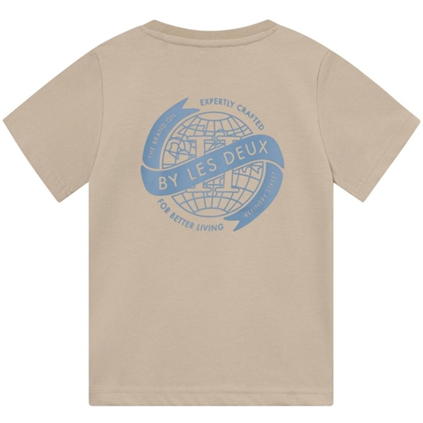 Les Deux Kids Light Desert Sand/Washed Denim Blue Globe T-Shirt