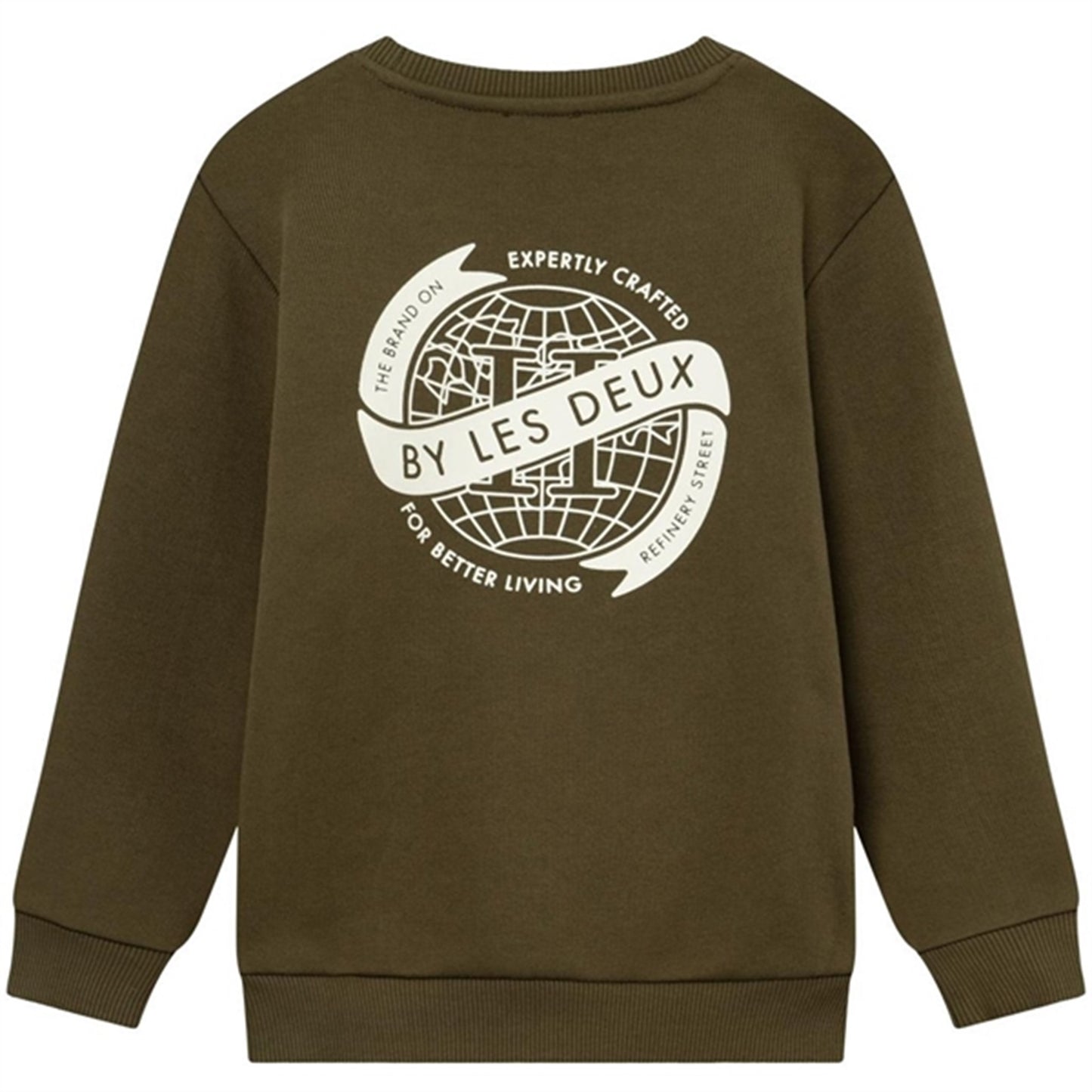 Les Deux Kids Olive Night/Ivory Globe Sweatshirt