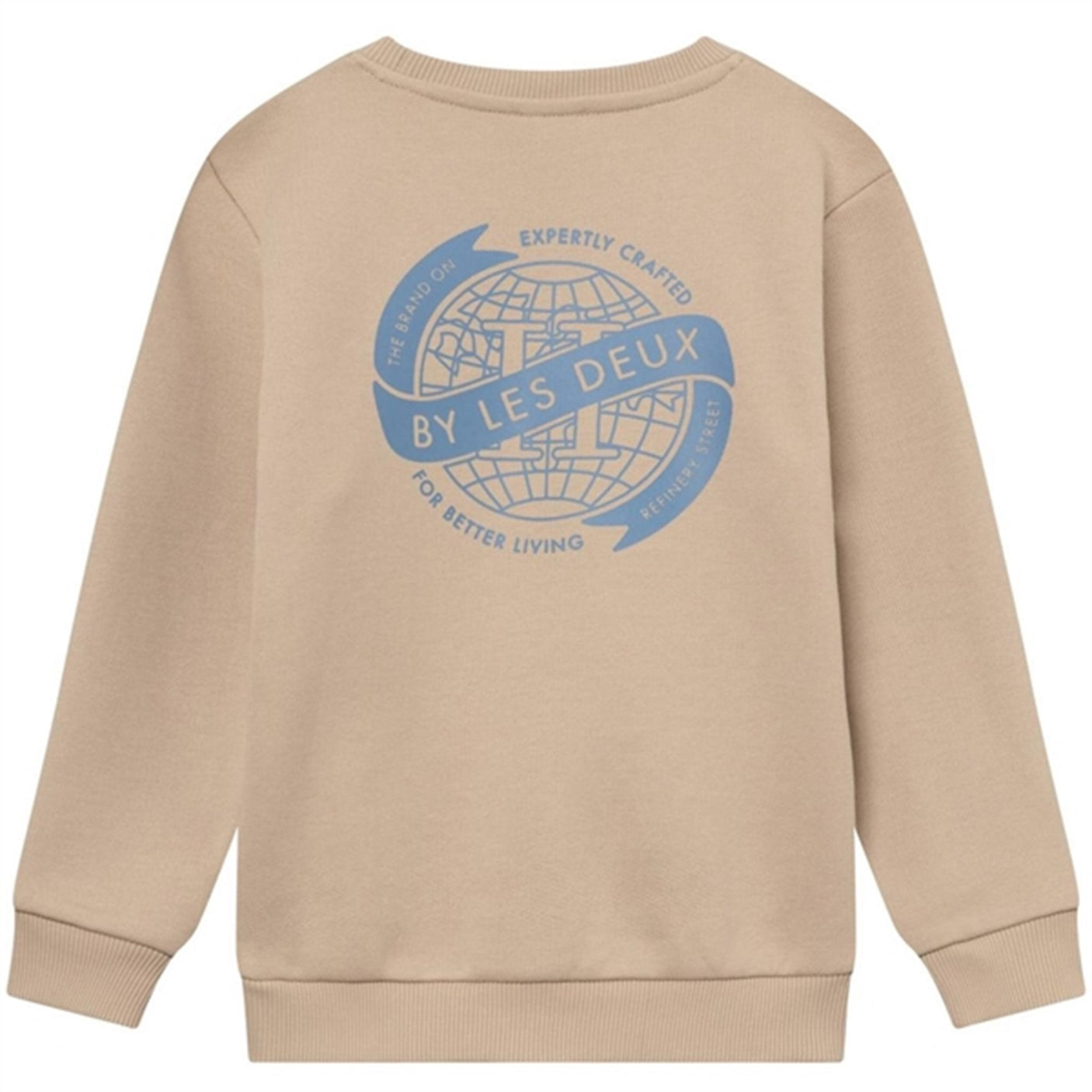 Les Deux Kids Light Desert Sand/Washed Denim Blue Globe Sweatshirt