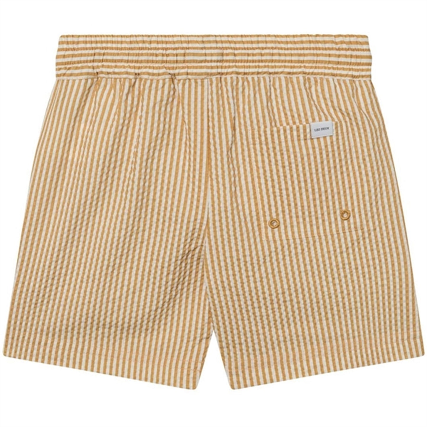 Les Deux Kids Mustard Yellow/Light Ivory Stan Stripe Seersucker Swim Shorts
