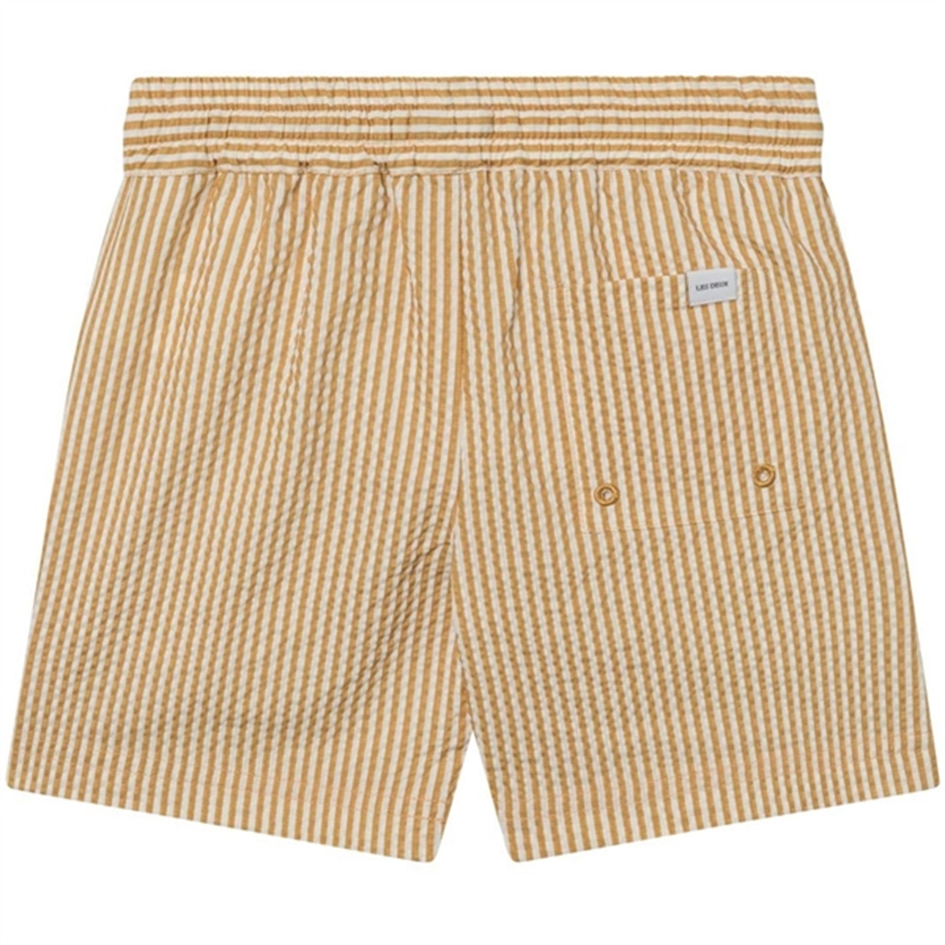 Les Deux Kids Mustard Yellow/Light Ivory Stan Stripe Seersucker Swim Shorts