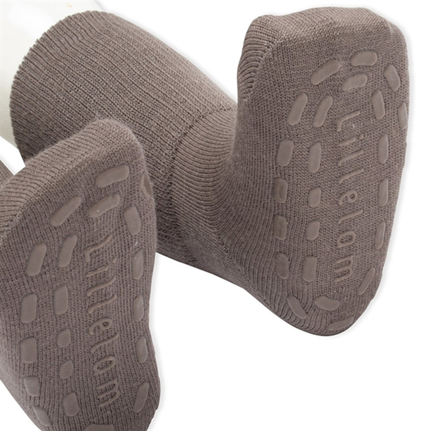 Lillelam Wool Socks Anti-Slip Brown