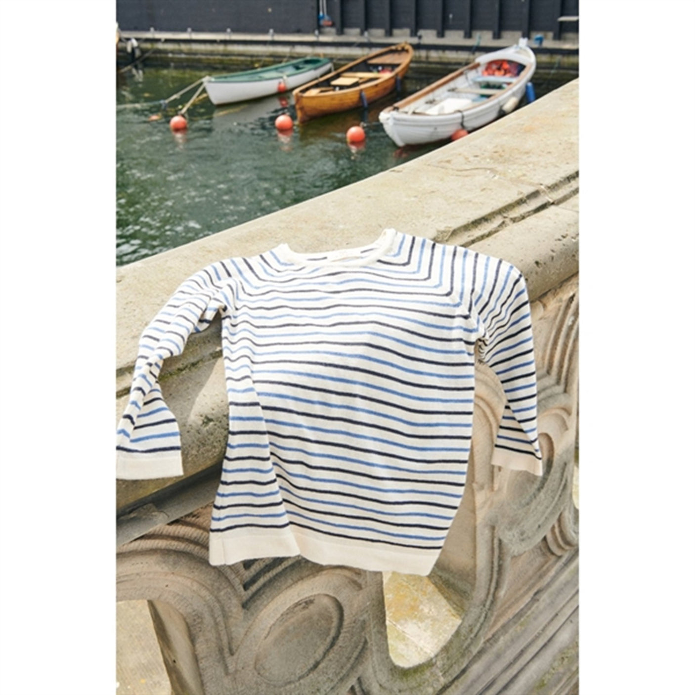 Copenhagen Colors Cream/Navy/Sky Blue Comb. Knit Blouse