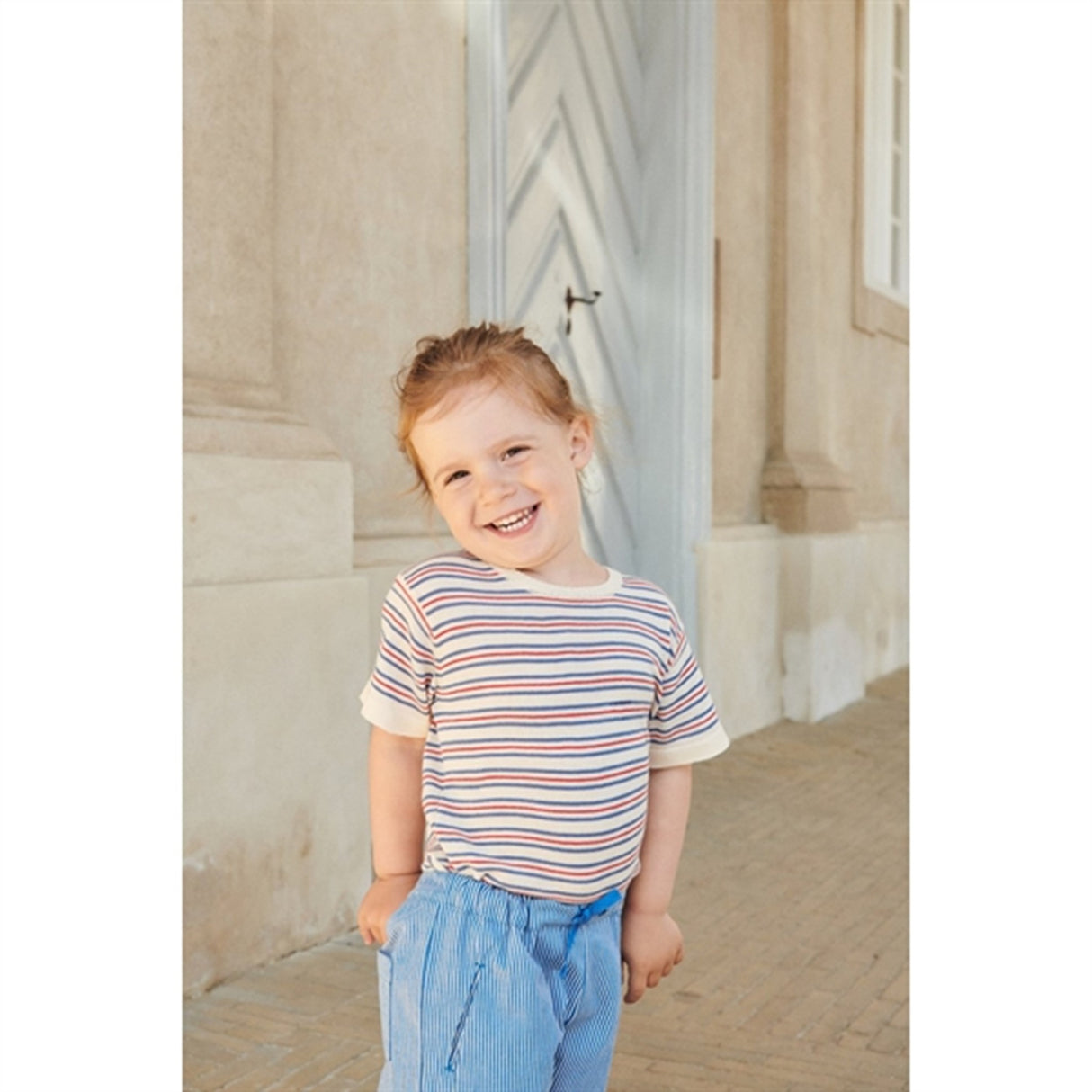 Copenhagen Colors Cream/Sky Blue/Red Comb. Knit T-shirt