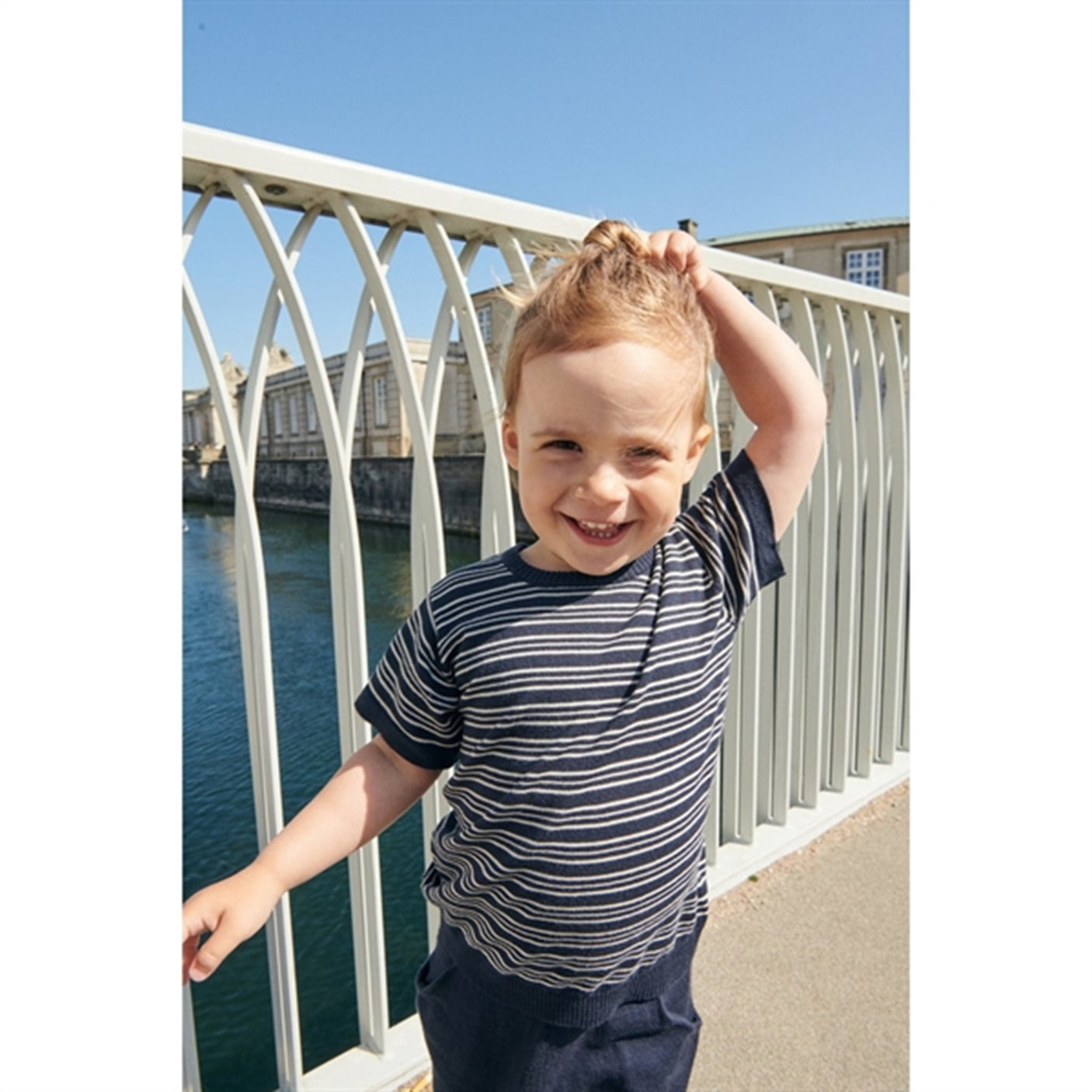 Copenhagen Colors Navy/Cream Comb. Knit T-shirt