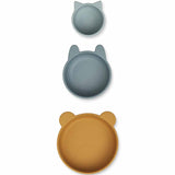 Liewood Eddie Silicone Bowls 3-Pack Caramel/Blue Multi Mix