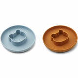 Liewood Gordon Silicone Plate 2-pack Mr Bear Sea Blue/Mustard Mix